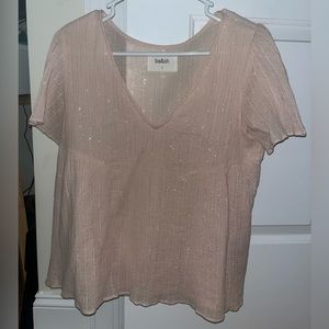 Ba&sh sparkly light pink blouse, cotton, short sleeve, S